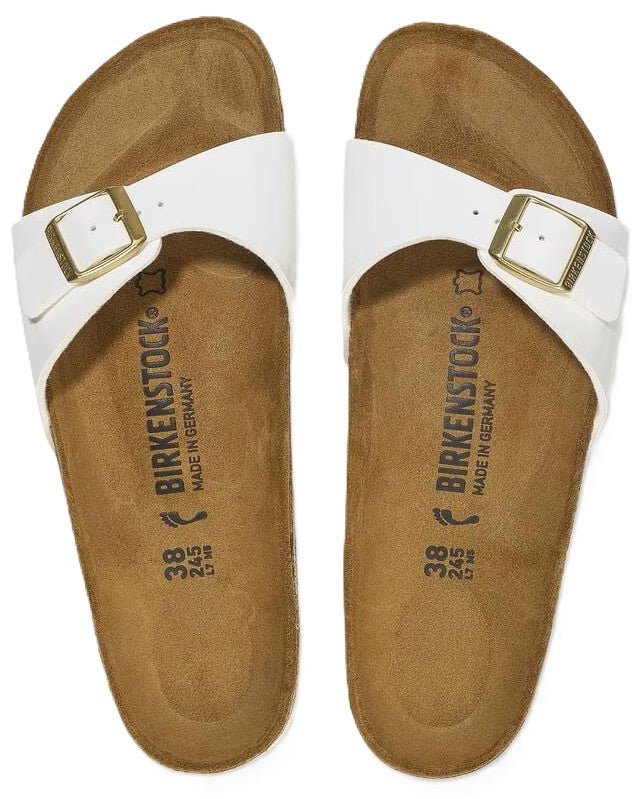 Birkenstock Madrid Sandals - White Patent Birko - Flor | Comfortable Cork Footbed - Grady’s Feet Essentials - Birkenstock