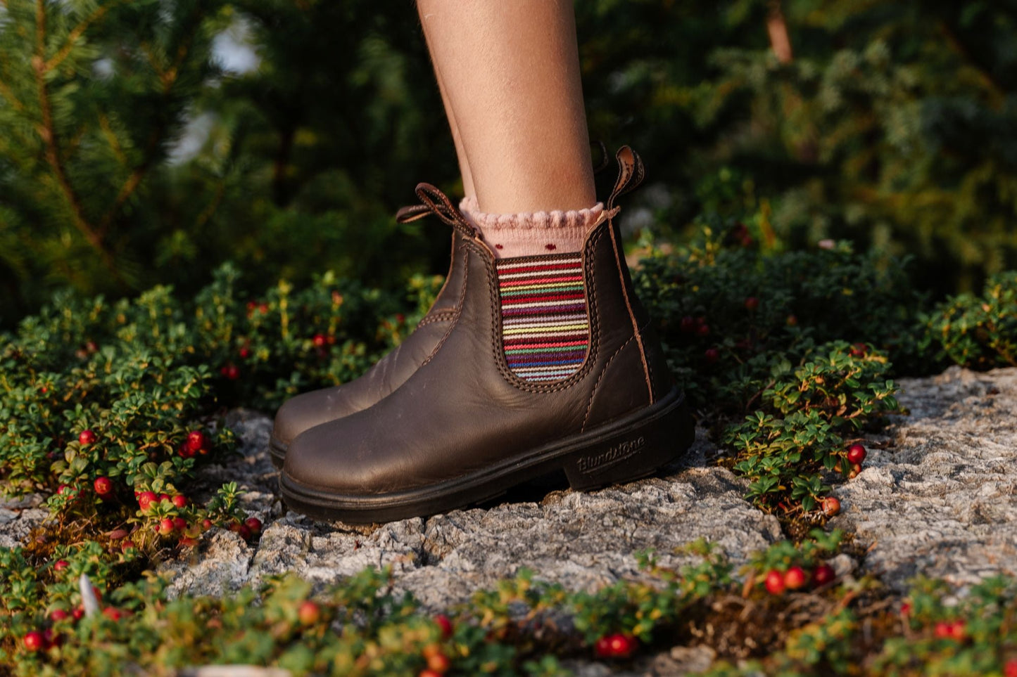 Blundstone Kids 1413 - Striped Elastic Brown Leather | Lightweight, Durable Pull - On Boots - Grady’s Feet Essentials - Blundstone