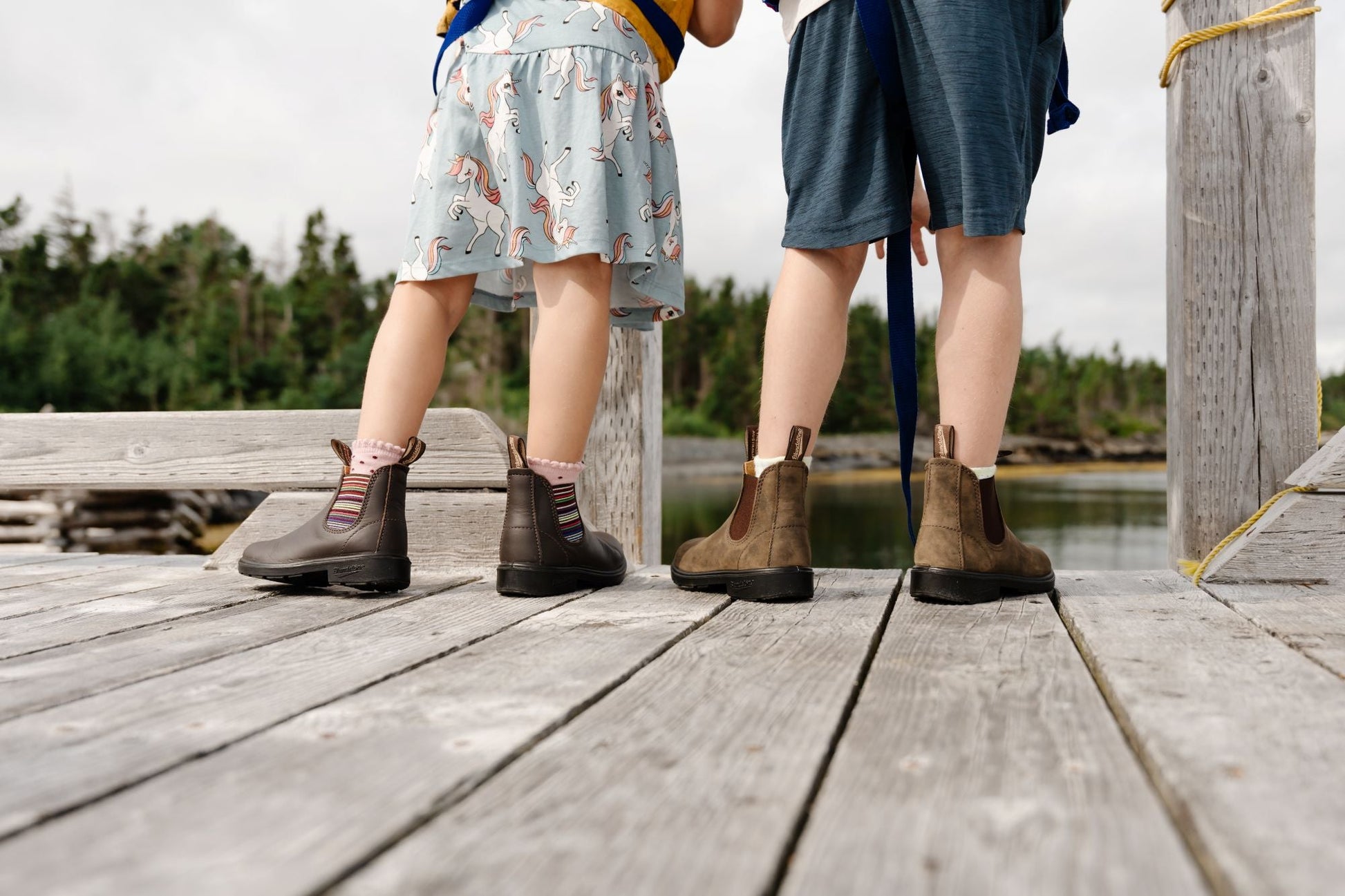 Blundstone Kids 1413 - Striped Elastic Brown Leather | Lightweight, Durable Pull - On Boots - Grady’s Feet Essentials - Blundstone