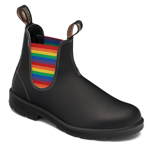 Blundstone Original 2105 - Black Leather with Rainbow Elastic | Lightweight, Durable Pull - On Boots - Grady’s Feet Essentials - Blundstone
