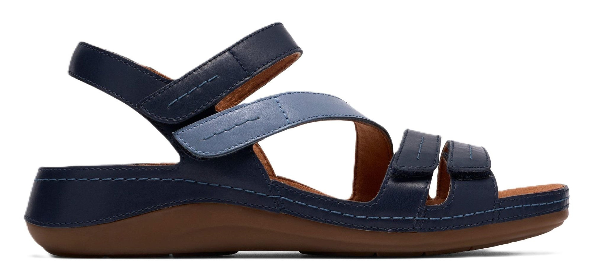 Clarks Women's Cecily Mix Sandal - Blue Combination Leather | Adjustable Straps - Grady’s Feet Essentials - Clarks