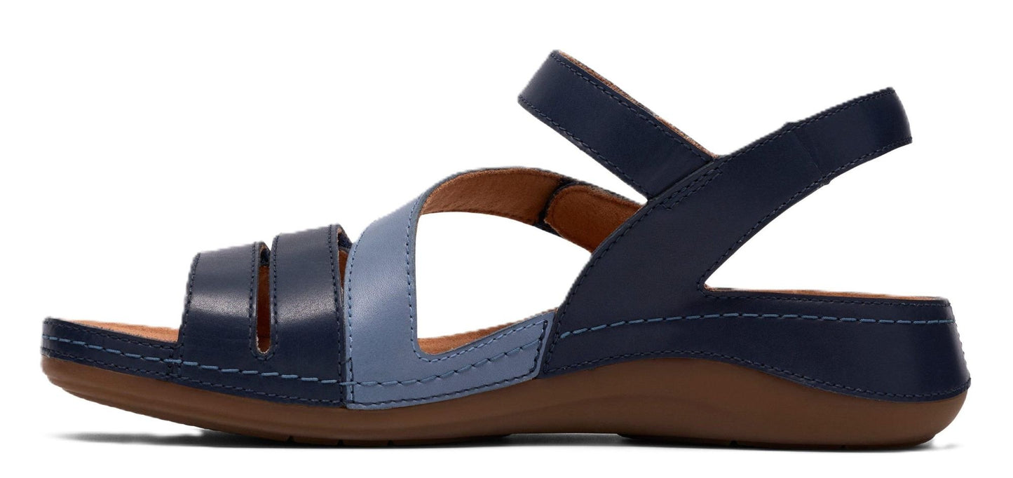 Clarks Women's Cecily Mix Sandal - Blue Combination Leather | Adjustable Straps - Grady’s Feet Essentials - Clarks