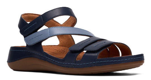 Clarks Women's Cecily Mix Sandal - Blue Combination Leather | Adjustable Straps - Grady’s Feet Essentials - Clarks