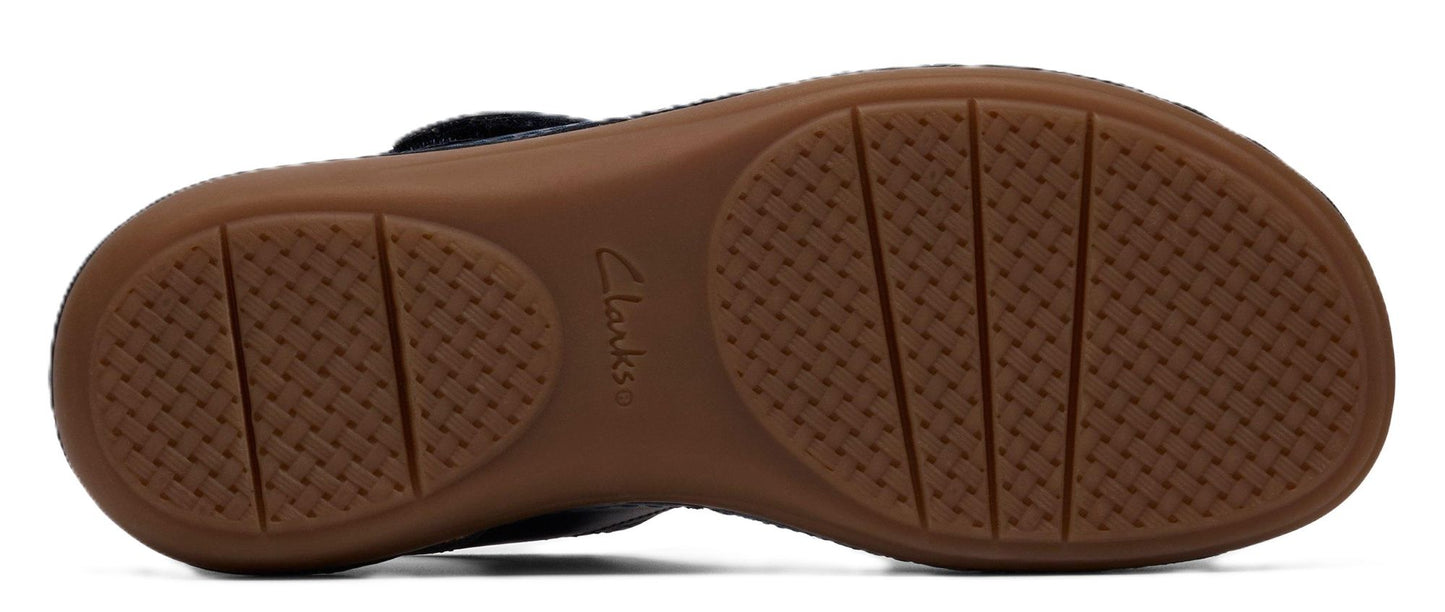 Clarks Women's Cecily Mix Sandal - Blue Combination Leather | Adjustable Straps - Grady’s Feet Essentials - Clarks
