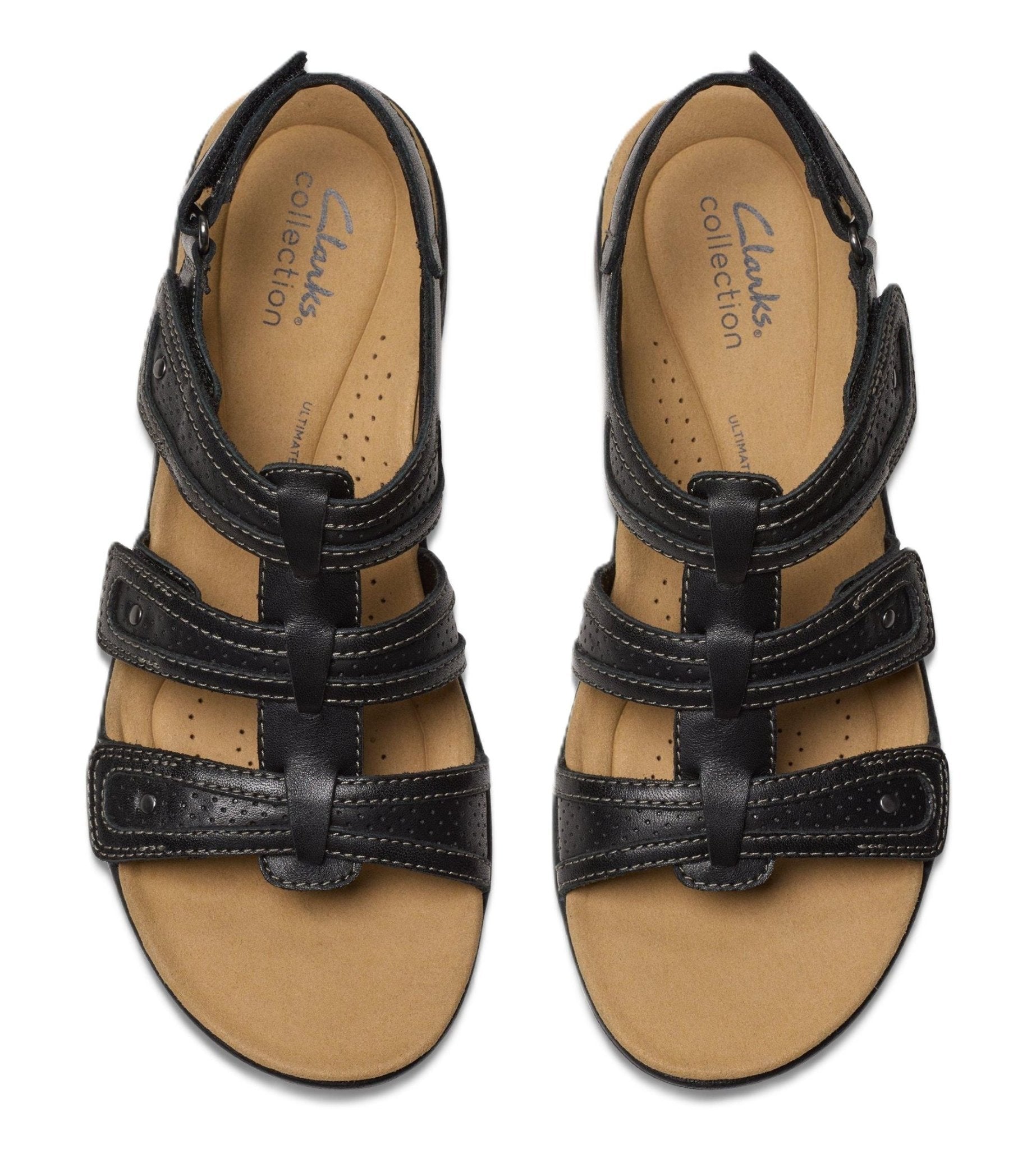 Clarks Women's Laurieann Ivy Sandal - Black Leather | Adjustable Straps - Grady’s Feet Essentials - Clarks