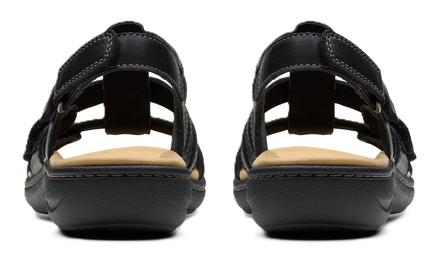 Clarks Women's Laurieann Ivy Sandal - Black Leather | Adjustable Straps - Grady’s Feet Essentials - Clarks