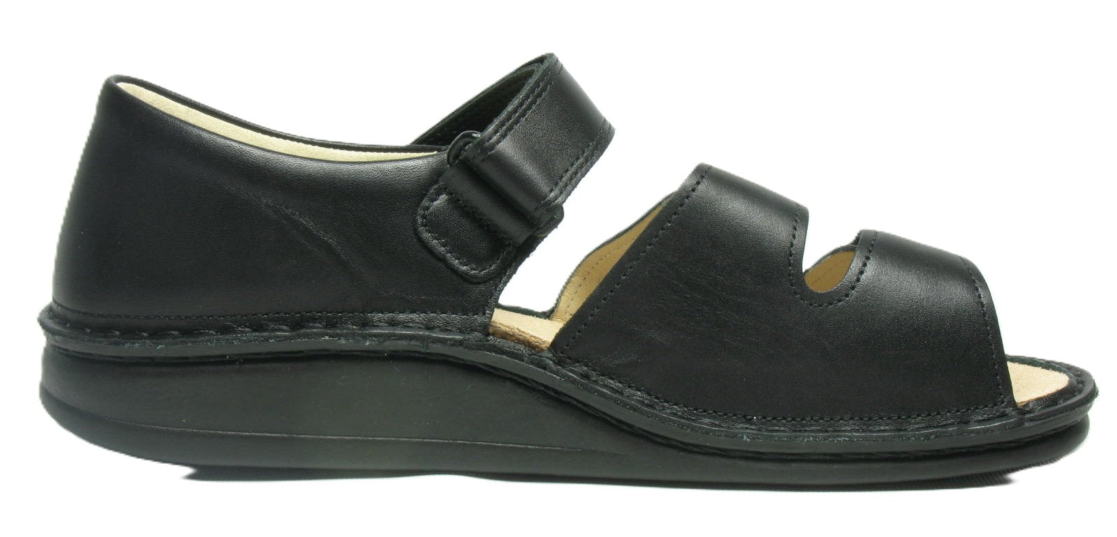 Finn Comfort Baltrum Sandal – Black Nappa Leather | Orthotic Friendly with Closed Heel - Grady’s Feet Essentials - Finn Comfort