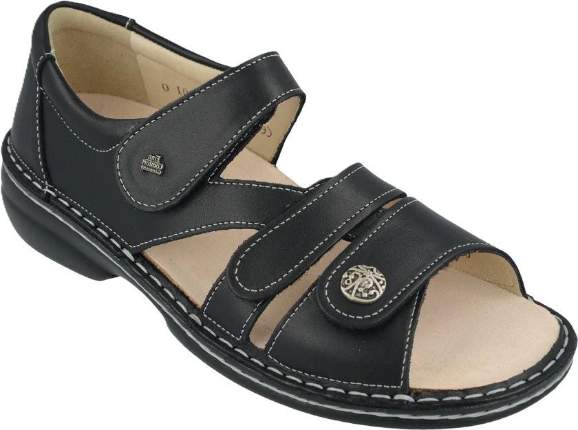 Finn Comfort Biella Women's Sandal – Black Leather | Orthotic Friendly with Closed Heel - Grady’s Feet Essentials - Finn Comfort