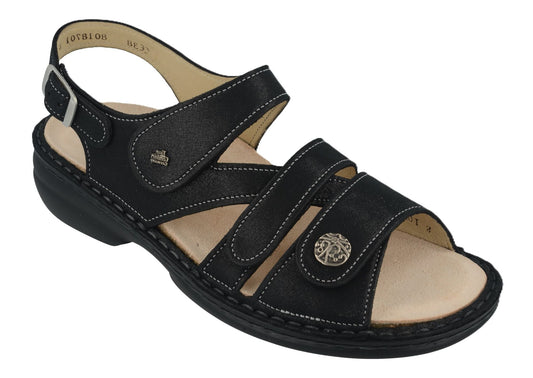 Finn Comfort Gomera Women's Sandal - Black Brina Leather | Orthotic Friendly - Grady’s Feet Essentials - Finn Comfort