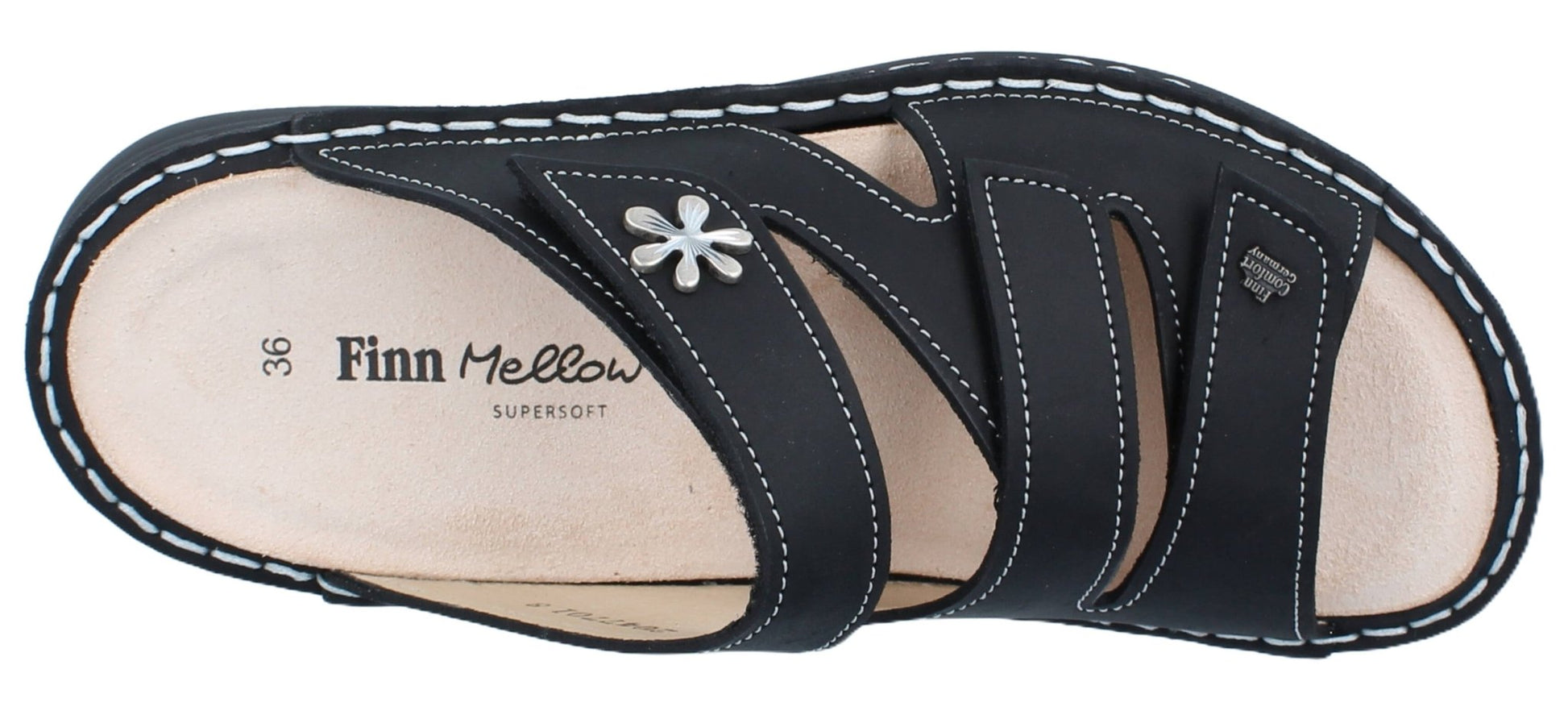 Finn Comfort Grenada Women's Sandal - Black Sirio Leather | Finn Mellow Insole, Orthotic Friendly - Grady’s Feet Essentials - Finn Comfort