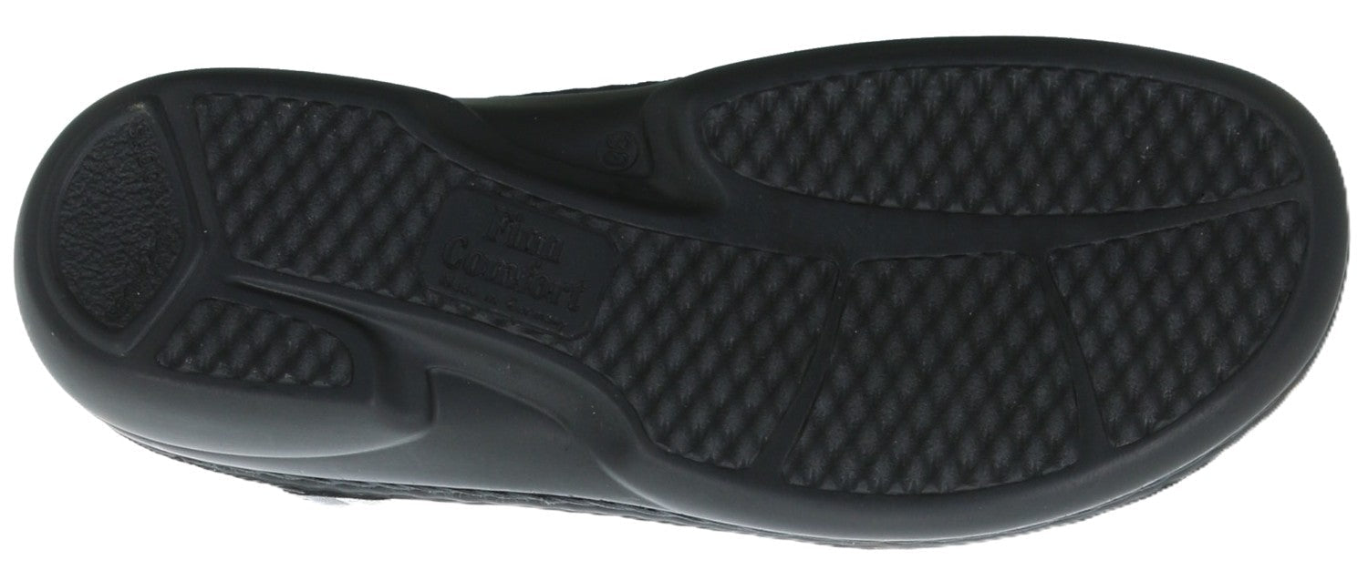 Finn Comfort Isera Women's Sandal - Black Leather | Comfortable Stretch Side, Orthotic Friendly - Grady’s Feet Essentials - Finn Comfort