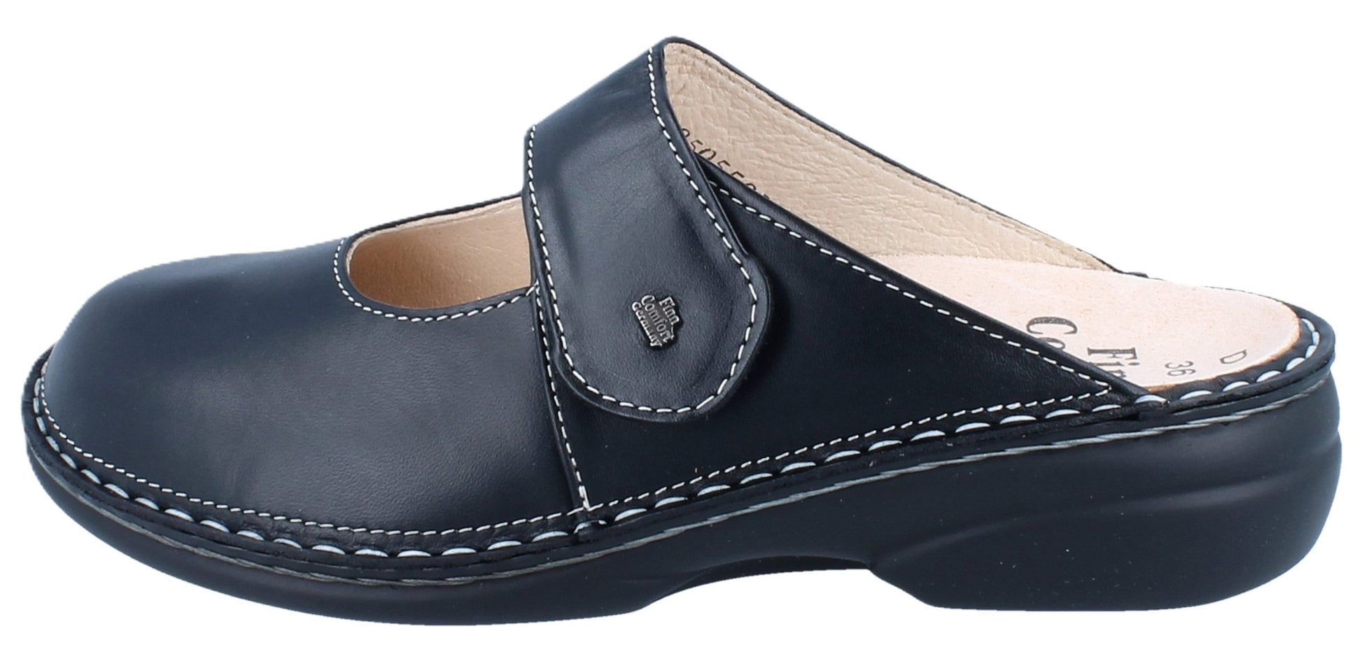 Finn Comfort Stanford Women's Clog - Black Leather | Orthotic Friendly - Grady’s Feet Essentials - Finn Comfort