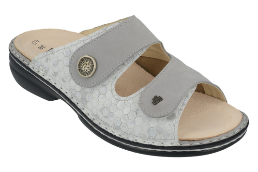 Finn Comfort Zeno Women's Sandal - Bianco Cloud Leather | Comfortable Stretch Panel - Grady’s Feet Essentials - Finn Comfort