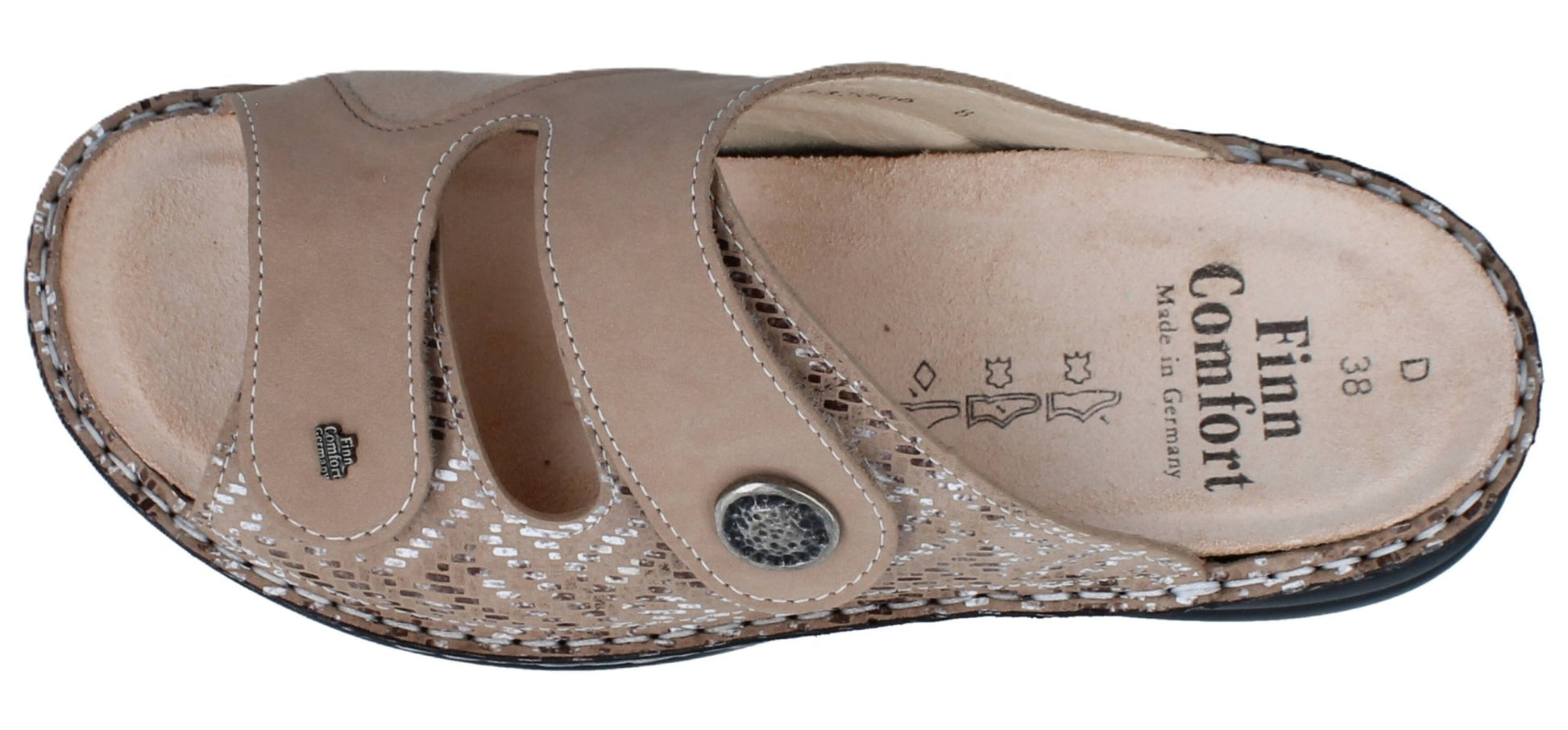 Finn Comfort Zeno Women's Sandal - Sesame Vimi Leather | Comfortable Stretch Panel - Grady’s Feet Essentials - Finn Comfort