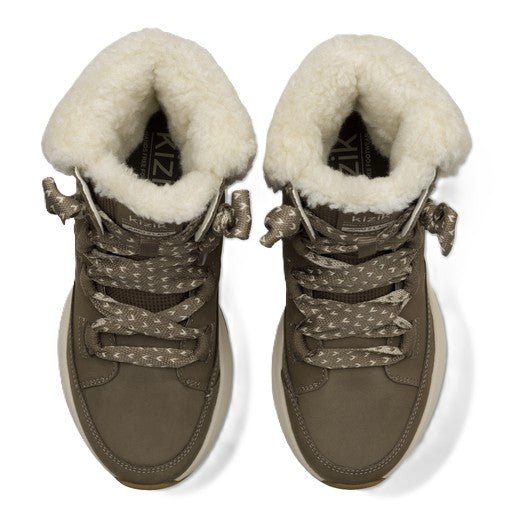 Kizik Women's Juno 2 Lace Winter Boot - Shitake/Fog Waterproof Leather - Grady’s Feet Essentials - Kizik