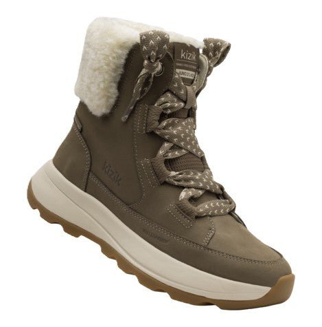 Kizik Women's Juno 2 Lace Winter Boot - Shitake/Fog Waterproof Leather - Grady’s Feet Essentials - Kizik