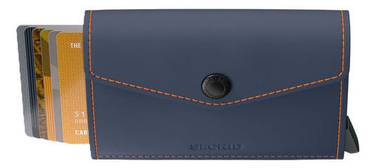 Secrid Envelope Wallet - Matte Night Blue & Orange Leather | RFID Safe - Grady’s Feet Essentials - Secrid