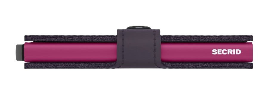 Secrid Wallet - Miniwallet Matte Dark Purple Leather with Fuchsia Cardprotector | RFID Safe - Grady’s Feet Essentials - Secrid