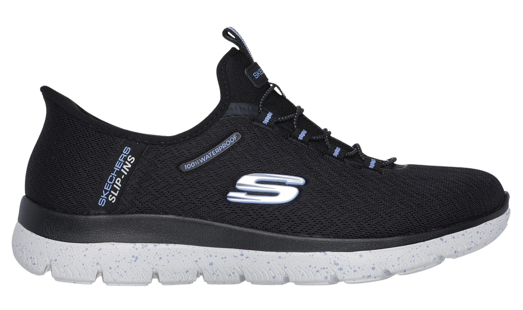 Skechers Slip - ins Waterproof: Women's Summits - Best Choice Black/Light Blue - Grady’s Feet Essentials - Skechers