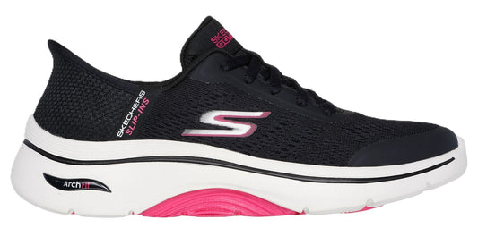 Skechers Slip - ins Women's: GO WALK Arch Fit 2.0 - Valencia Black/Hot Pink - Grady’s Feet Essentials - Skechers