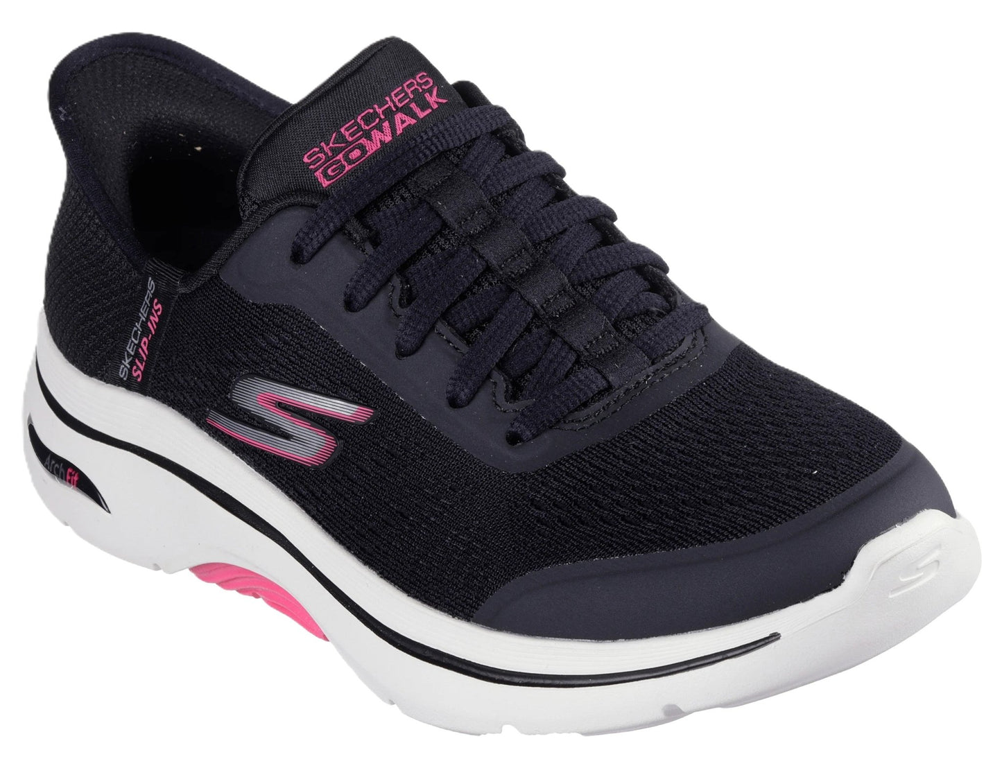 Skechers Slip - ins Women's: GO WALK Arch Fit 2.0 - Valencia Black/Hot Pink - Grady’s Feet Essentials - Skechers