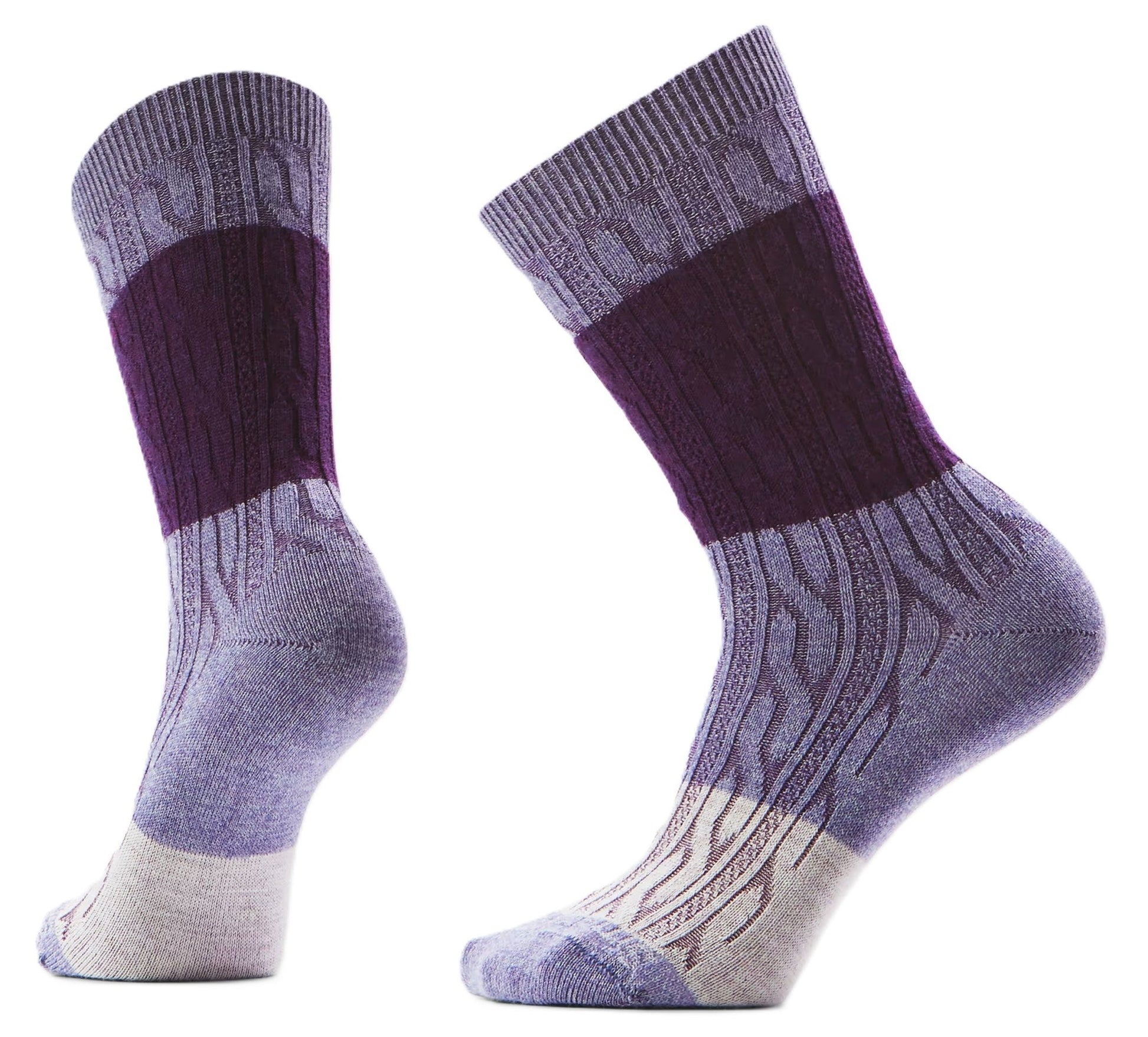 Smartwool Everyday Color Block Cable Crew Socks - Chalk Violet | Zero Cushion - Grady’s Feet Essentials - Smartwool