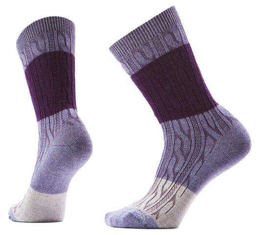 Smartwool Everyday Color Block Cable Crew Socks - Chalk Violet | Zero Cushion - Grady’s Feet Essentials - Smartwool