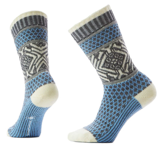 Smartwool Everyday Cozy Popcorn Snowflake Pattern Crew Socks - Serene Blue | Full Cushion - Grady’s Feet Essentials - Smartwool