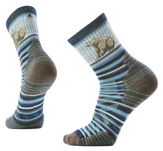 Smartwool Hike Bear Stripe Mid Crew Socks - Twilight Blue | Targeted Cushion - Grady’s Feet Essentials - Smartwool