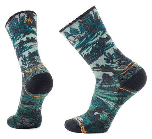 Smartwool Hike Campground Print Crew Socks Light Cushion Winter Moss - Grady’s Feet Essentials - Smartwool