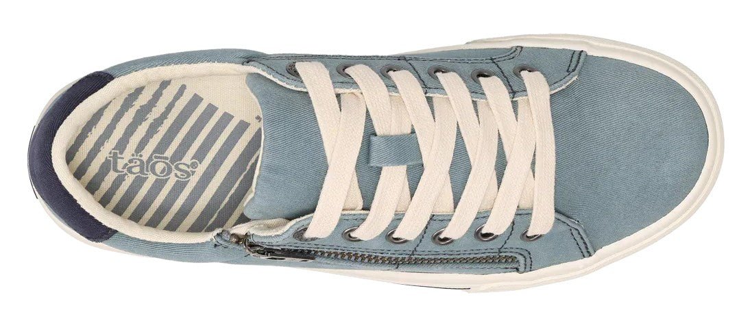 Taos Z - Soul Lace with Zip Sneaker - Lake Blue/Navy Canvas | Removable Footbed - Grady’s Feet Essentials - Taos