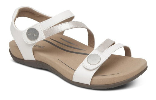 Aetrex Jess Adjustable Quarter Strap White Sandal - Grady’s Feet Essentials - Aetrex