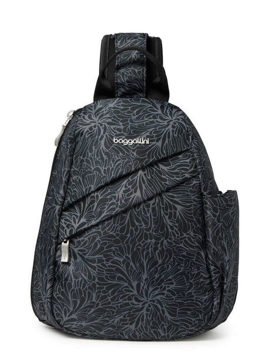 Baggallini Medium Sling Midnight Blossom - Grady’s Feet Essentials - Baggallini