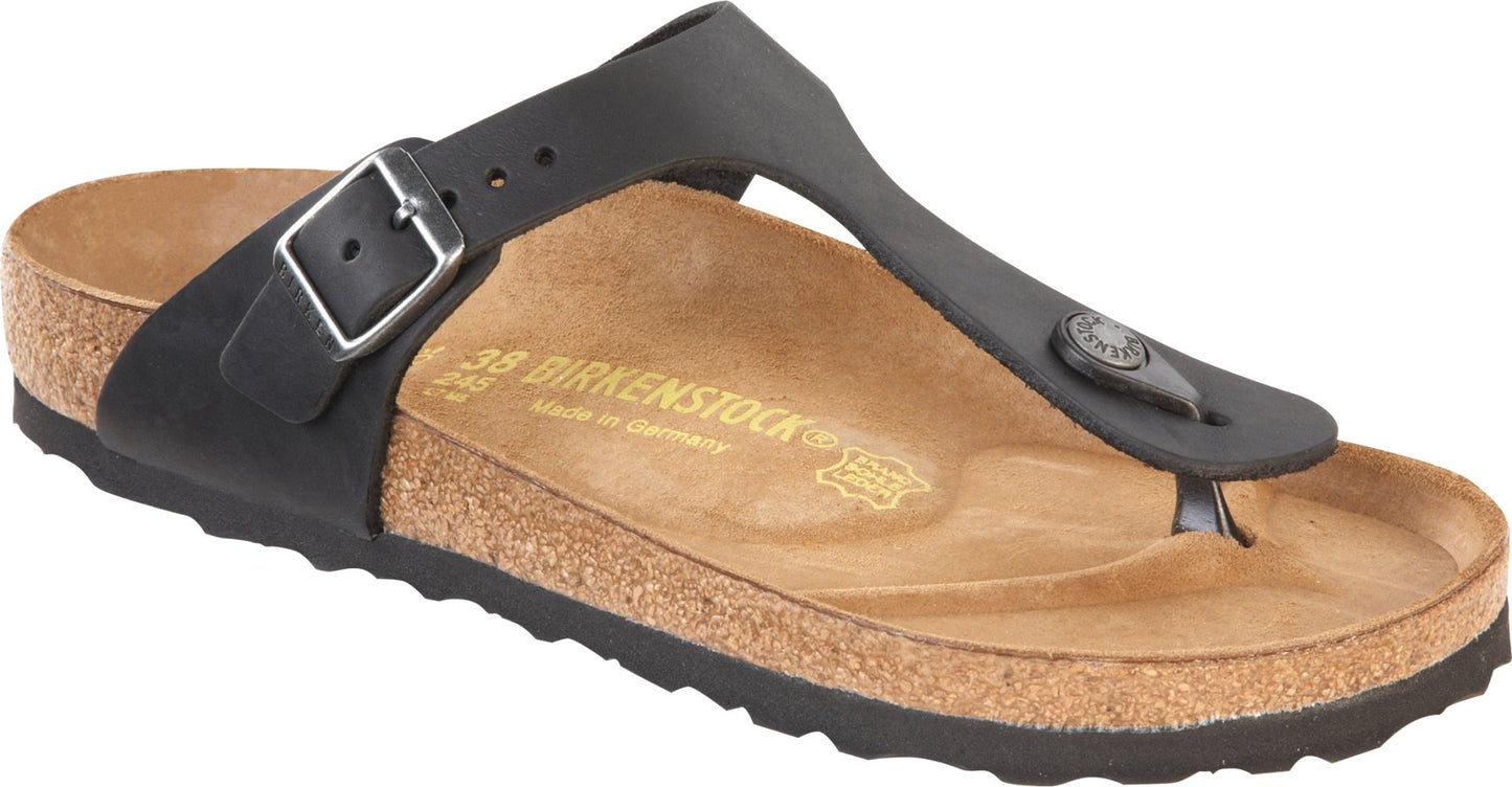 Birkenstock Gizeh Black Oiled Leather Original Footbed - Grady’s Feet Essentials - Birkenstock