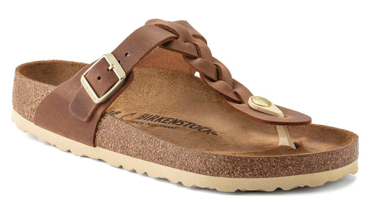 Birkenstock Gizeh Braided Cognac Oiled Leather Original Footbed - Grady’s Feet Essentials - Birkenstock