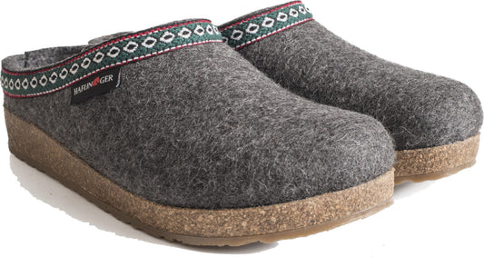Haflinger Women's Grizzly Grey Pattern Trim - Grady’s Feet Essentials - Haflinger