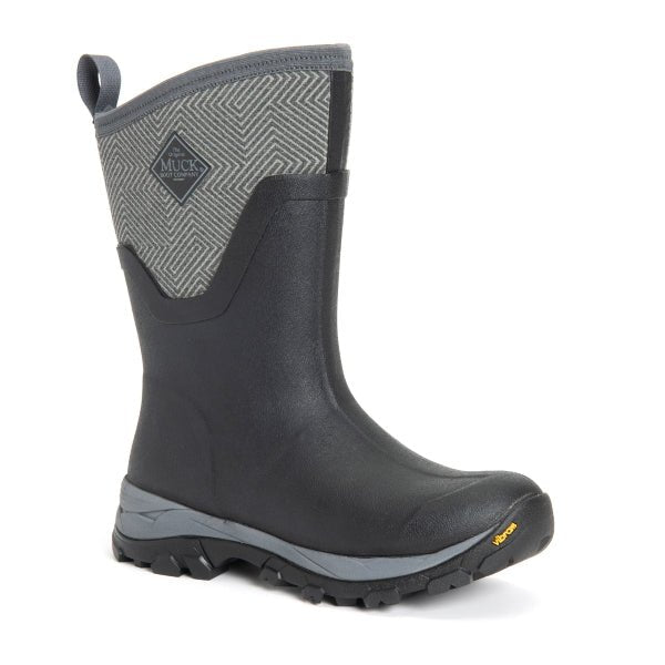 Muck Women's Arctic Ice Mid Black/Grey Geometric Winter Boot - Grady’s Feet Essentials - Muck