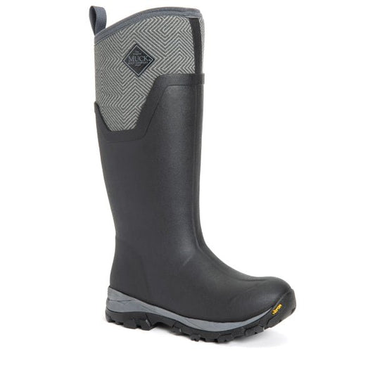 Muck Women's Arctic Ice Tall Black/Grey Geometric Winter Boot - Grady’s Feet Essentials - Muck