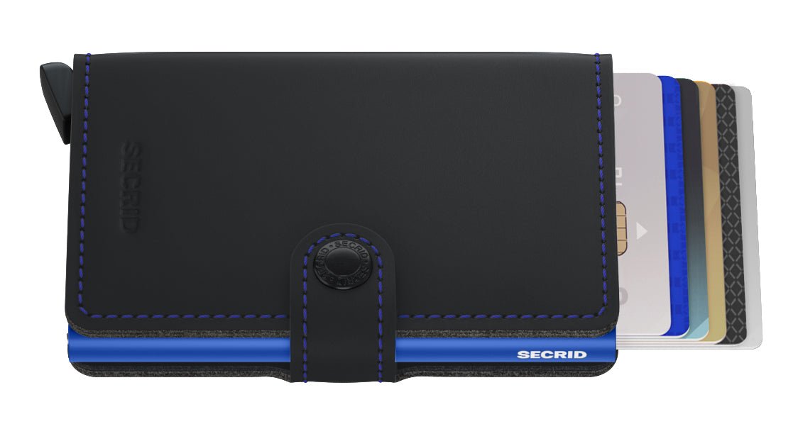 Secrid Mini Wallet Matte Black & Blue - Grady’s Feet Essentials - Secrid